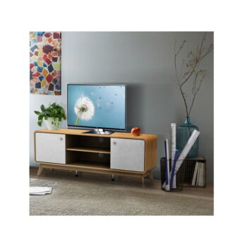 Biely/v prírodnej farbe TV stolík v dekore duba 140x53 cm Caitlin – Støraa - Image 6