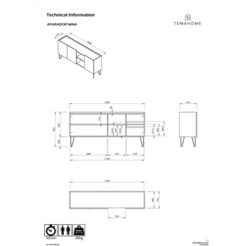Hnedo-čierna nízka komoda v dekore orecha 180x83 cm Nina – TemaHome – Obrázok 6
