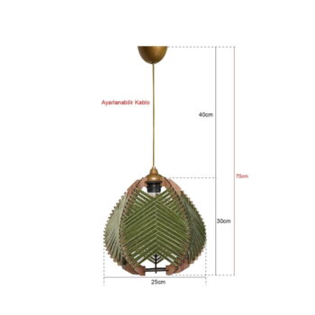 Závesné svietidlo v tmavozelenej a prírodnej farbe s textilným tienidlom ø 25 cm – Opviq lights - Image 3