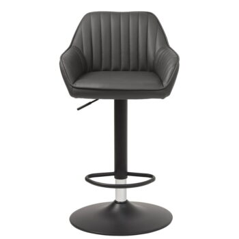 Tmavosivá barová stolička s nastaviteľnou výškou z imitácie kože Brooks – Unique Furniture – Obrázok 2