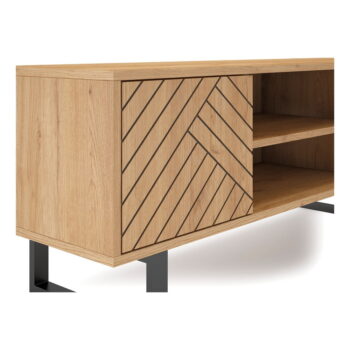 Antracitovosivá/prírodný TV stolík v dekore duba 140x52 cm Madona – Marckeric - Image 7