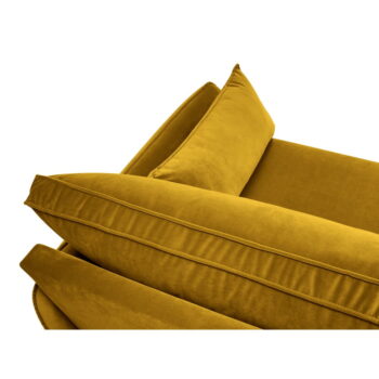 Žltá zamatová pohovka s čiernymi nohami Kooko Home Lento, 198 cm - Image 6