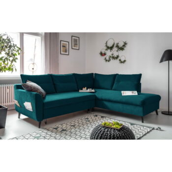 Tyrkysovomodrá zamatová rozkladacia rohová pohovka Miuform Stylish Stan L, pravý roh - Image 2