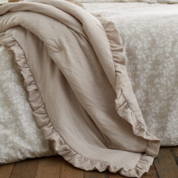 Béžový pléd na dvojlôžko 220x230 cm Soft Washed Frill – Bianca – Obrázok 2