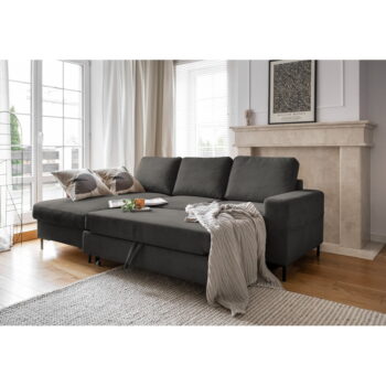 Tmavosivá menčestrová rozkladacia rohová pohovka (ľavý roh) Lofty Lilly – Miuform - Image 7