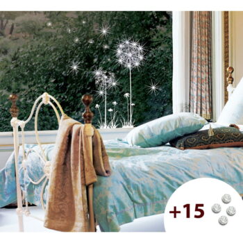 Set samolepky a 15 Swarovski krištáľov Ambiance Dandelion Flowers – Obrázok 3