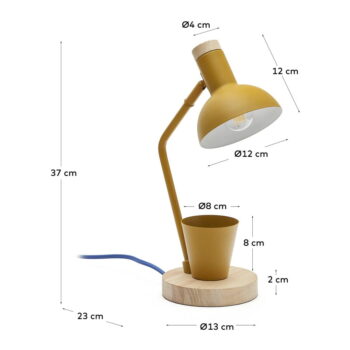 Stolová lampa v horčicovej farbe s kovovým tienidlom (výška 37 cm) Katia – Kave Home - Image 7