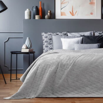 Svetlosivý zamatový prešívaný pléd 220x240 cm Laila – AmeliaHome – Obrázok 6