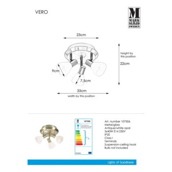 Stropné svietidlo v bielej-zlatej farbe Markslöjd vro, ø 33 cm – Obrázok 2