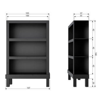 Čierna knižnica z borovicového dreva 107x160 cm Bonk – Basiclabel - Image 7