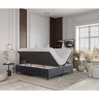 Antracitovosivá čalúnená dvojlôžková posteľ s úložným priestorom 160x200 cm Tate – Maison de Rêve – Obrázok 4