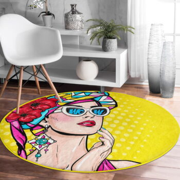 Žltý prateľný okrúhly koberec vhodný pre robotické vysávače ø 80 cm Comfort – Mila Home – Obrázok 3