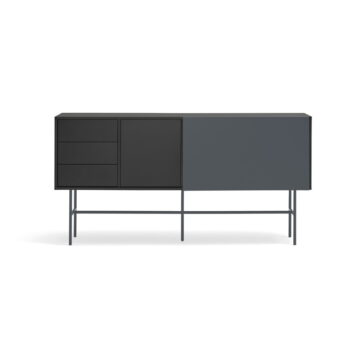Čierno-antracitová nízka komoda s posuvnými dverami 180x91 cm Nube – Teulat
