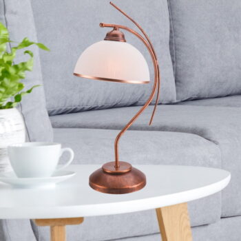Tmavohnedá stolová lampa so skleneným tienidlom (výška  49 cm) Patrycja – LAMKUR - Image 2