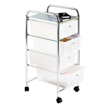 Plastový pojazdný regál v bielo-striebornej farbe 33x79 cm – Premier Housewares - Image 2