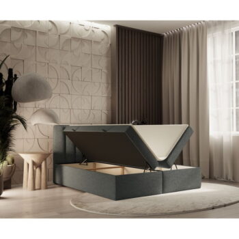 Tmavosivá boxspring posteľ s úložným priestorom 140x200 cm Novento – Maison de Rêve - Image 6