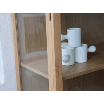 Vitrína z dubového dreva v prírodnej farbe 140x100 cm Elba – Unique Furniture – Obrázok 2