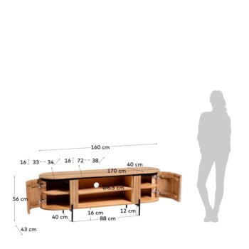 TV stolík z mangového dreva v prírodnej farbe 160x56 cm Licia – Kave Home - Image 2