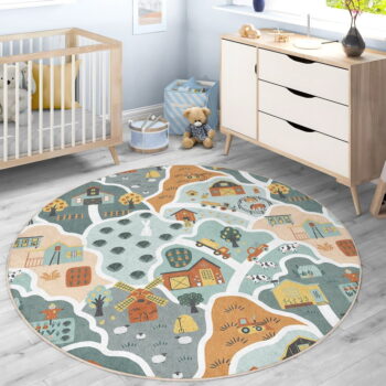 Prateľný detský hrací koberec ø80 cm Farmer's Life – Mila Home - Image 8