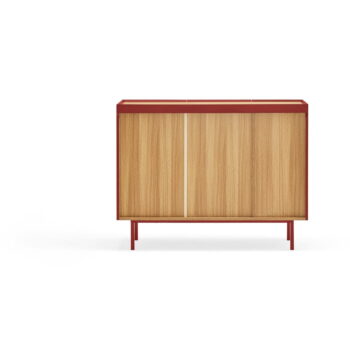 Červená nízka komoda v dekore duba 110x85 cm Arista – Teulat – Obrázok 7