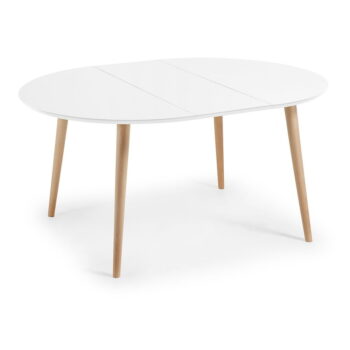 Biely rozkladací jedálenský stôl s bielou doskou ø 120 cm Oqui – Kave Home – Obrázok 6