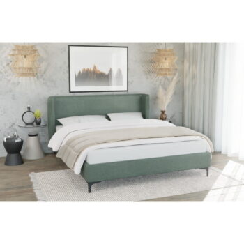 Zelená čalúnená dvojlôžková posteľ s roštom 200x200 cm Basti – Ropez - Image 3
