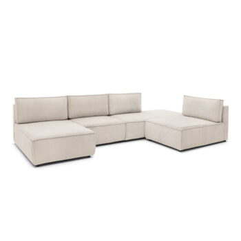 Krémovobiela menčestrová rohová pohovka (variabilná) Nihad modular – Bobochic Paris - Image 4