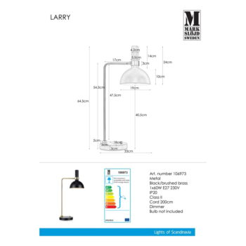 Stolová lampa v čierno-zlatej farbe Markslöjd Larry – Obrázok 2