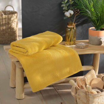 Žltá froté bavlnená osuška 90x150 cm Tendresse – douceur d'intérieur - Image 2