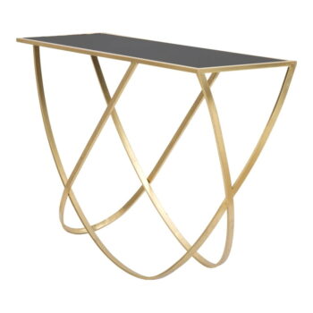 Konzolový stolík so sklenenou doskou v čierno-zlatej farbe 40x120 cm Ring – Mauro Ferretti - Image 3