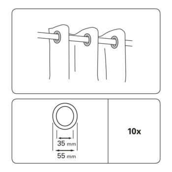 Očká na záclony v súprave 10 ks - Gardinia – Obrázok 3