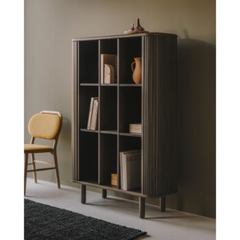 Tmavohnedá skrinka v dekore jaseňa s posuvnými dverami 110x140 cm Mailen – Kave Home - Image 2