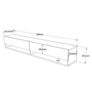 TV stolík v dekore borovice v zeleno-prírodnej farbe 180x29x32 cm – Kalune Design - Image 6
