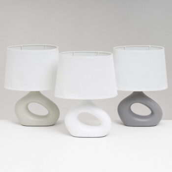 Bielo-béžová keramická stolová lampa s textilným tienidlom (výška 30 cm) – Casa Selección - Image 3