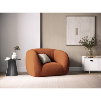 Oranžové kreslo z textílie buklé Essen – Cosmopolitan Design - Image 5