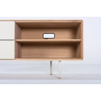 TV stolík z dubového dreva v bielo-prírodnej farbe 150x64 cm Fina – Gazzda – Obrázok 5