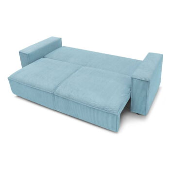 Svetlomodrá menčestrová rozkladacia pohovka 245 cm Nihad – Bobochic Paris - Image 10
