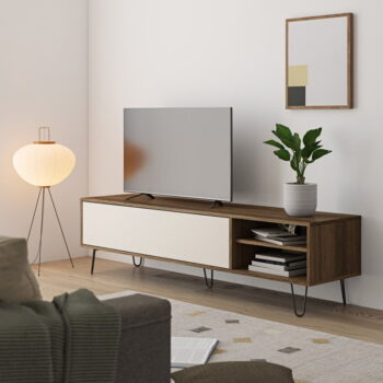 Krémový TV stolík v dekore orecha 165x44 cm Aero - TemaHome – Obrázok 6
