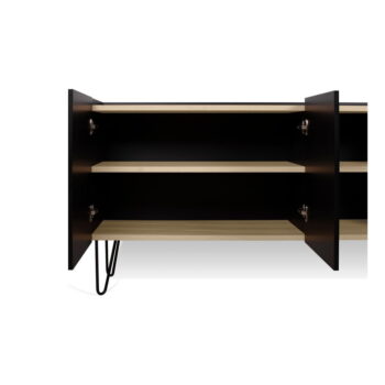 Čierna komoda s 3 policami a 3 dvierkami TemaHome Nina, 180 x 83 cm - Image 2