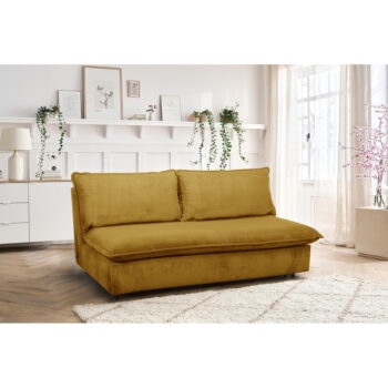 Žltá menčestrová rozkladacia pohovka 184 cm Isadora – Bobochic Paris – Obrázok 5