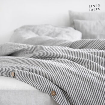 Čierno-biele ľanové predĺžené obliečky na dvojlôžko 200x220 cm - Linen Tales – Obrázok 4