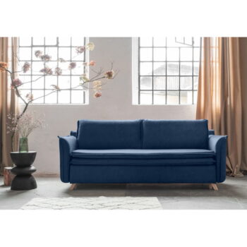 Tmavomodrá zamatová rozkladacia pohovka 225 cm Charming Charlie – Miuform - Image 2