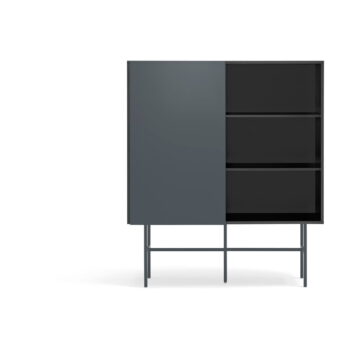 Čierno-antracitová vysoká komoda s posuvnými dverami 120x140 cm Nube – Teulat - Image 3