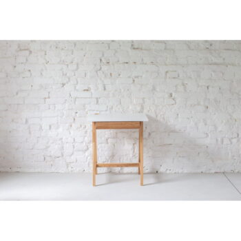 Biely písací stôl s podnožím z jaseňového dreva Ragaba Luka, dĺžka 65 cm - Image 9