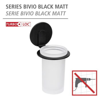 Matne čierny samodržiaci sklenený téglik na zubné kefky Bivio – Wenko - Image 9