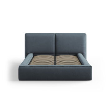 Tmavomodrá čalúnená dvojlôžková posteľ s úložným priestorom a roštom 140x200 cm Arendal – Cosmopolitan Design – Obrázok 2