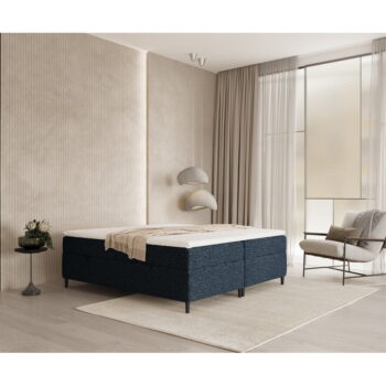 Tmavomodrá boxspring posteľ s úložným priestorom 200x200 cm Araya – Maison de Rêve - Image 6