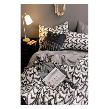 Bielo-sivé bavlnené obliečky na dvojlôžko/predĺžené s plachtou 200x220 cm - Mila Home – Obrázok 2