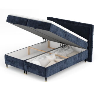Tmavomodrá boxspring posteľ s úložným priestorom 180x200 cm Voyage – Maison de Rêve - Image 8