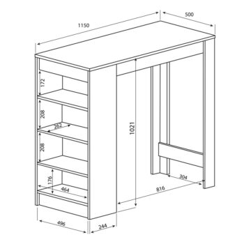 Barový stôl s doskou v dekore betónu 50x115 cm Aravis – TemaHome - Image 2